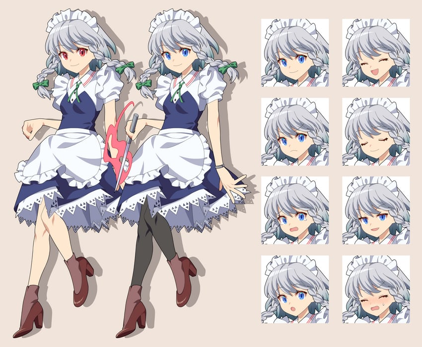 izayoi sakuya (touhou and 1 more) drawn by 4rion