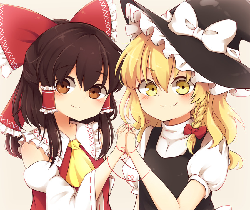 hakurei reimu and kirisame marisa (touhou) drawn by riza_dxun