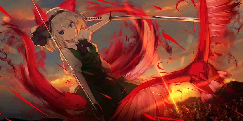 konpaku youmu, otter spirit, and eagle spirit (touhou and 1 more) drawn by nagishiro_mito