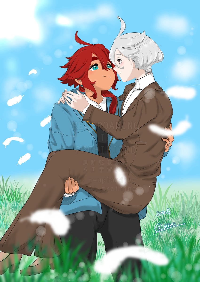 suletta mercury and miorine rembran (gundam and 1 more) drawn by 715piro_gon