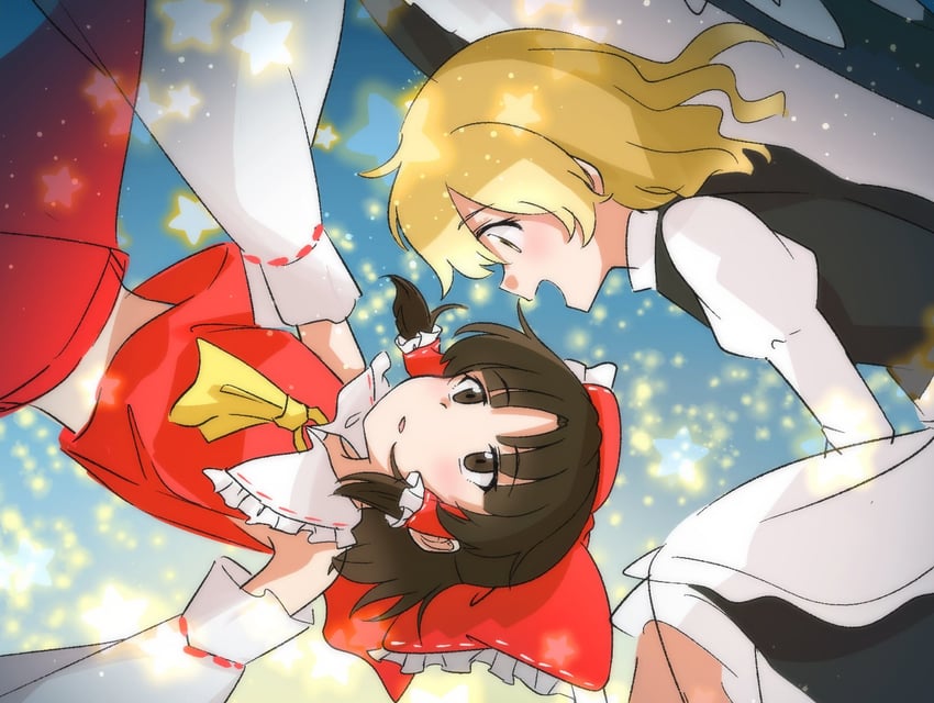 hakurei reimu and kirisame marisa (touhou) drawn by yakousei_no_kame