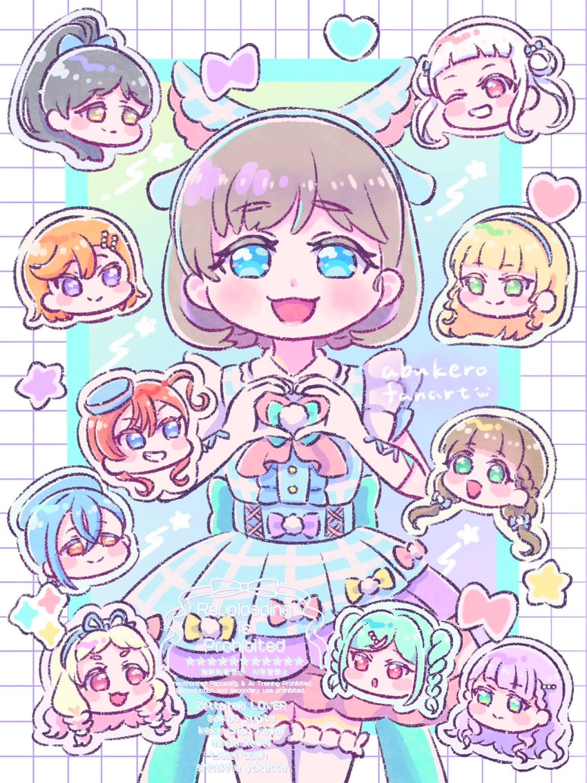 shibuya kanon, heanna sumire, tang keke, arashi chisato, hazuki ren, and 6 more (love live! and 1 more) drawn by abukero