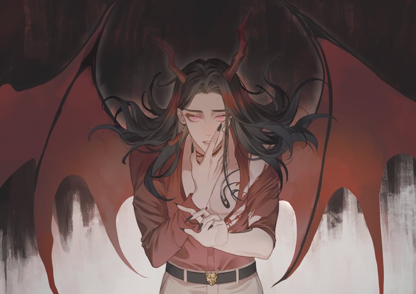 vox akuma (nijisanji and 1 more) drawn by qingniao413