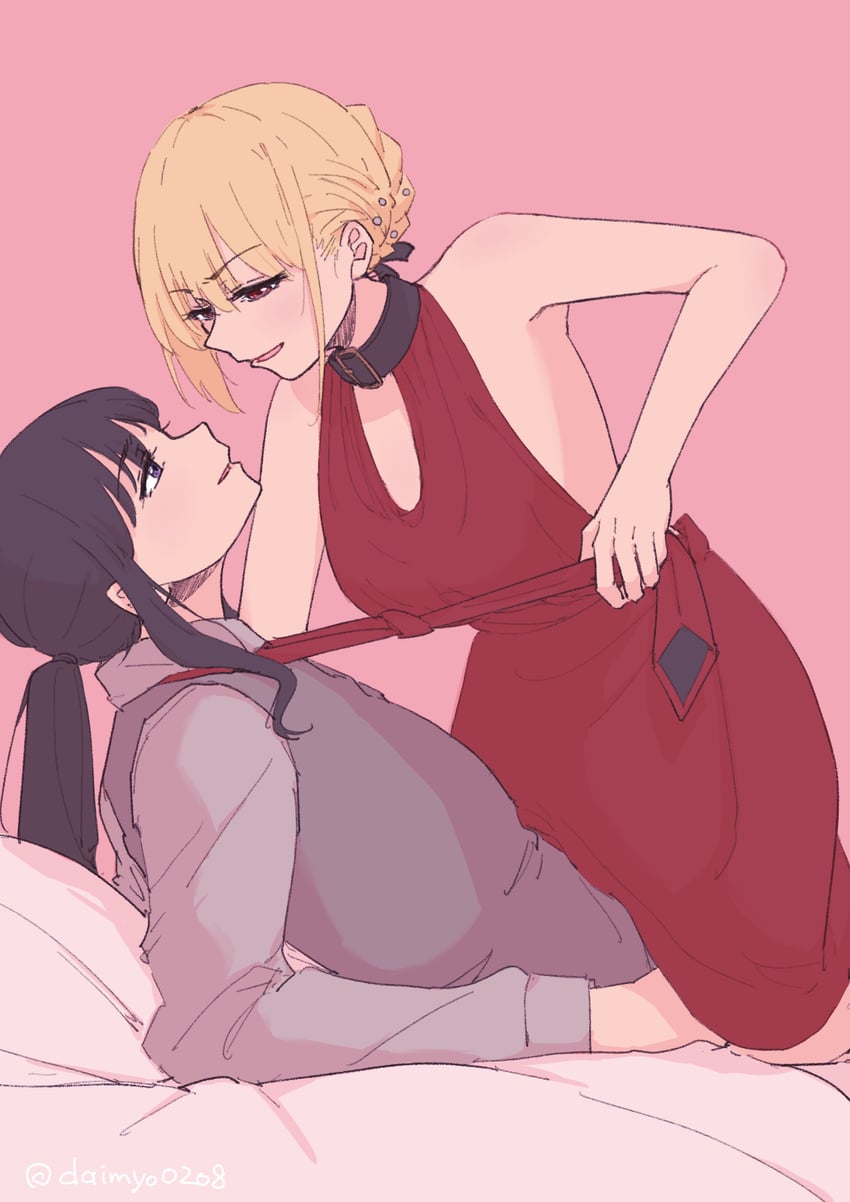 nishikigi chisato and inoue takina (lycoris recoil) drawn by daimyo0208