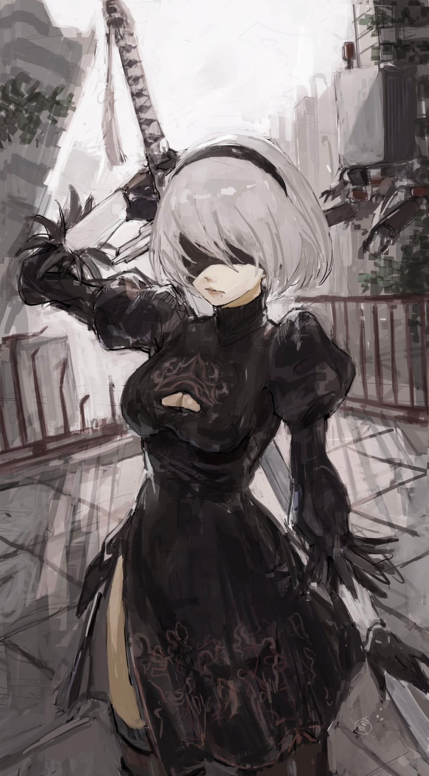 2b (nier and 1 more) drawn by taki_(a313131333)