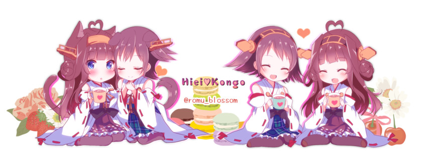 kongou, hiei, kongou kai ni, and hiei kai ni (kantai collection) drawn by sakura_romu
