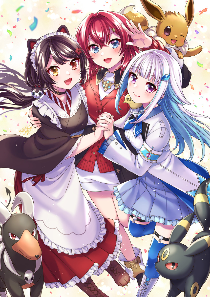 eevee, lize helesta, ange katrina, umbreon, inui toko, and 2 more (pokemon and 1 more) drawn by mono_land