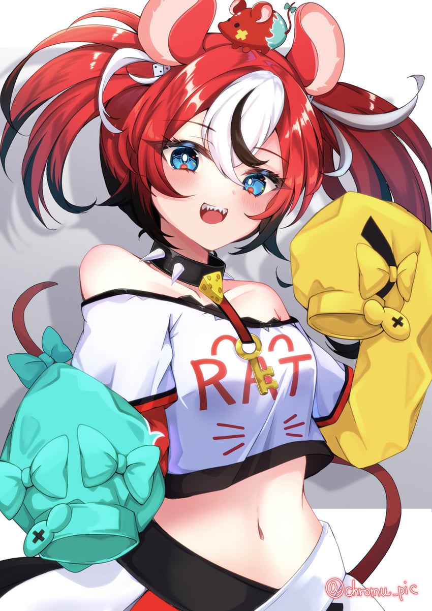 hakos baelz and mr. squeaks (hololive and 1 more) drawn by shirokumo_chromu