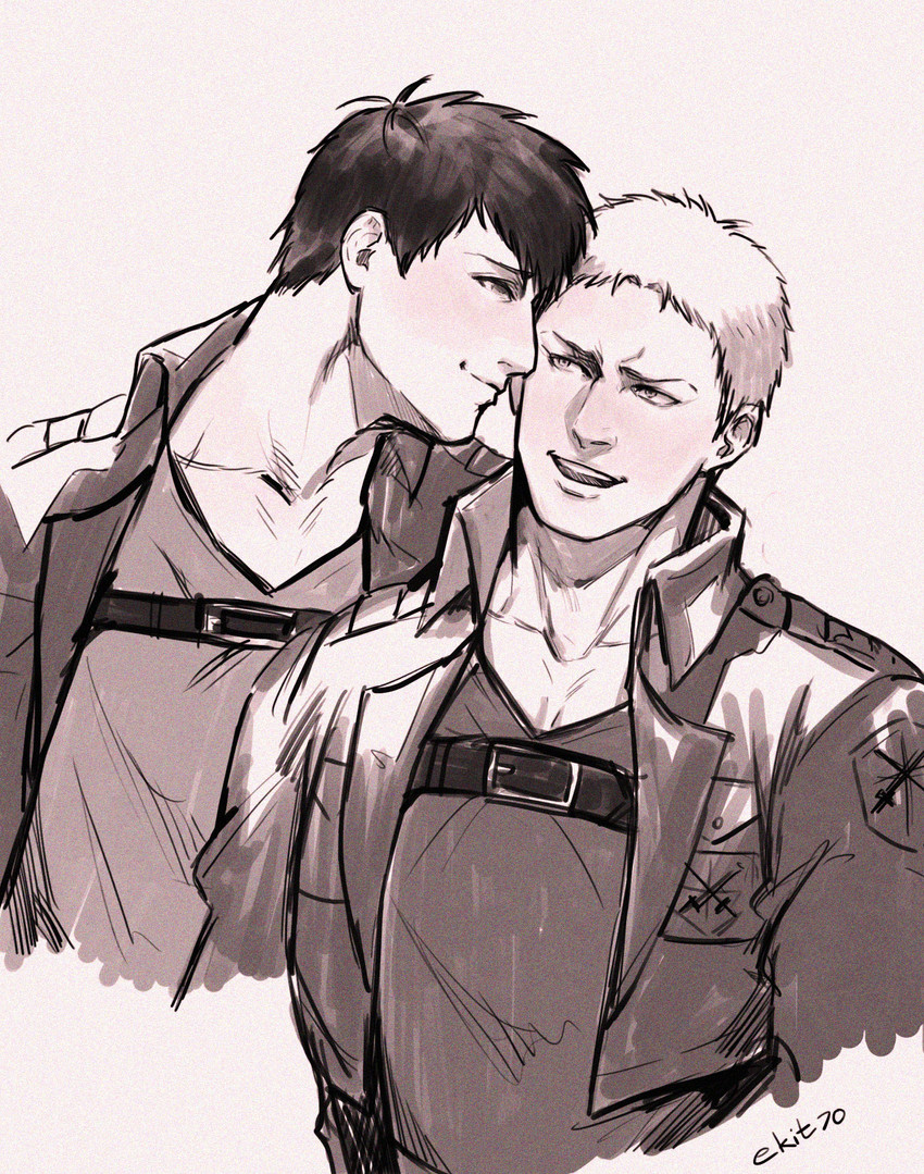 reiner braun and bertolt hoover (shingeki no kyojin) drawn by ekit70