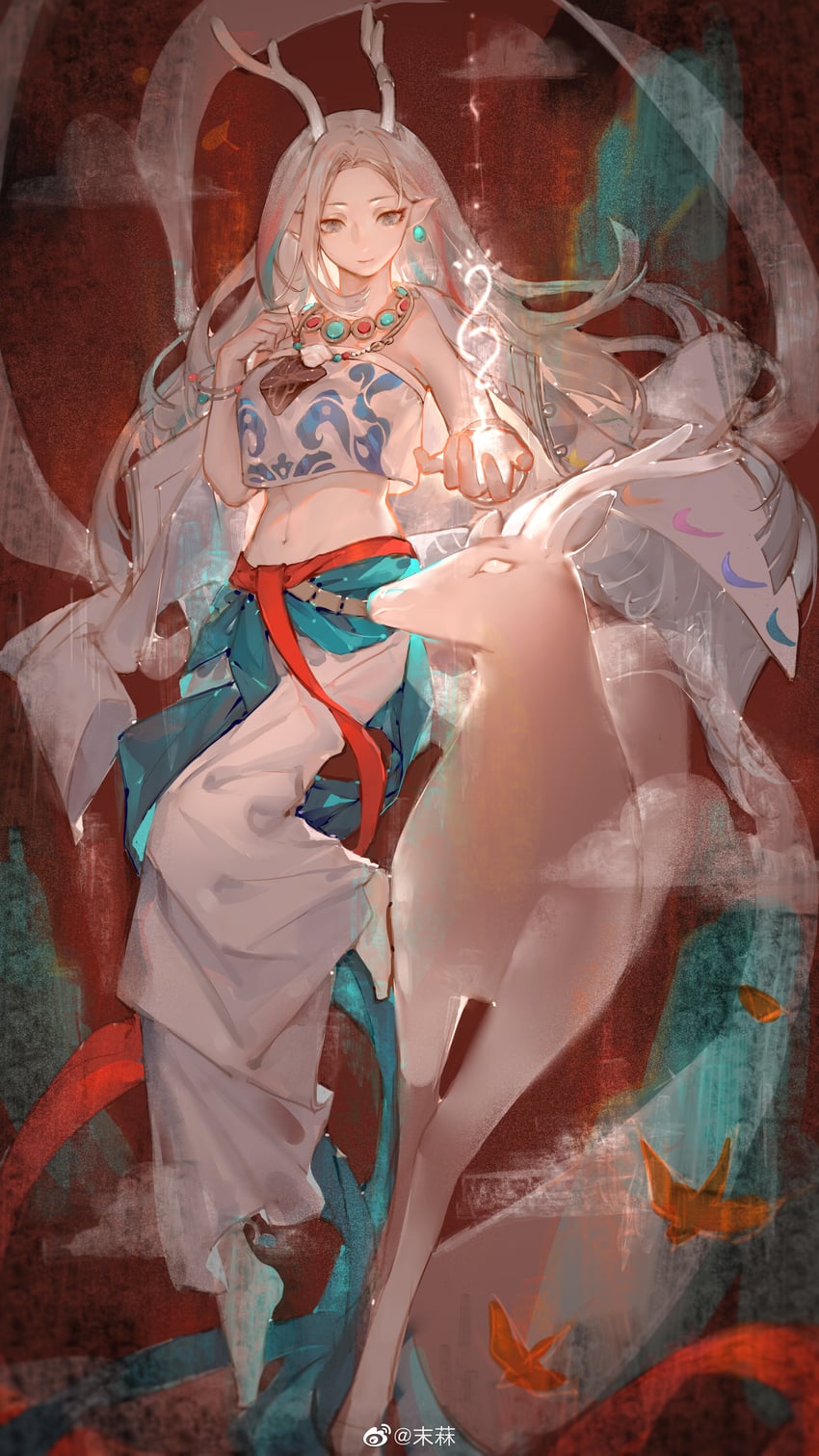 nine-colored deer (arknights and 1 more) drawn by molin