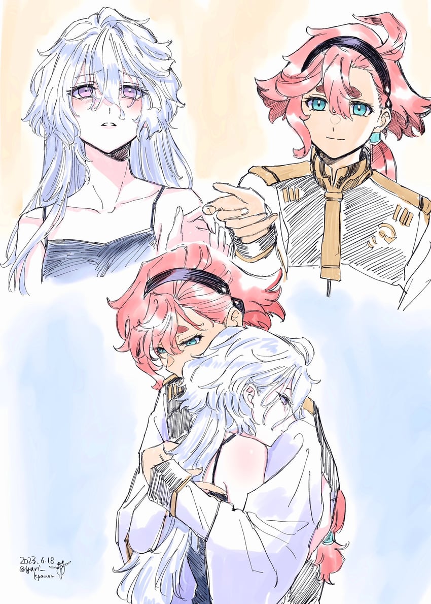 suletta mercury and miorine rembran (gundam and 1 more) drawn by yuri_kyanon