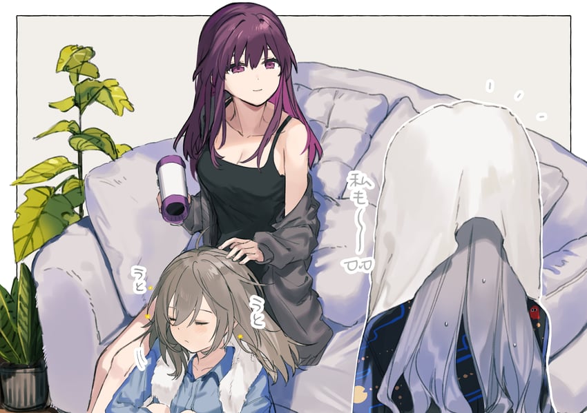 trailblazer, stelle, kafka, and silver wolf (honkai and 2 more) drawn by rizu033