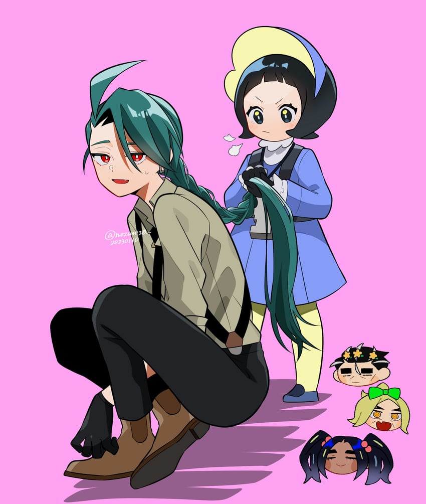 rika, geeta, larry, poppy, and hassel (pokemon and 1 more) drawn by genjitsu_o_miro