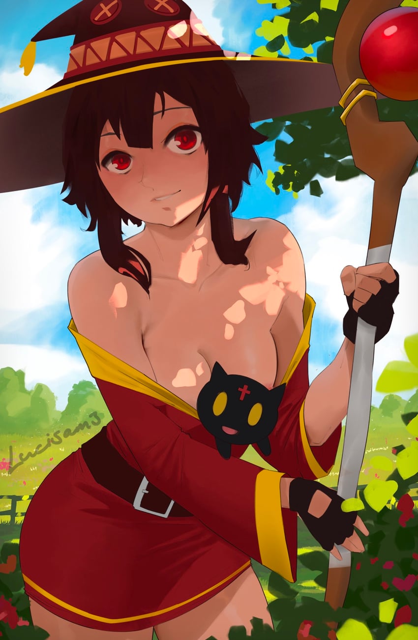 megumin and chomusuke (kono subarashii sekai ni shukufuku wo!) drawn by lucisam
