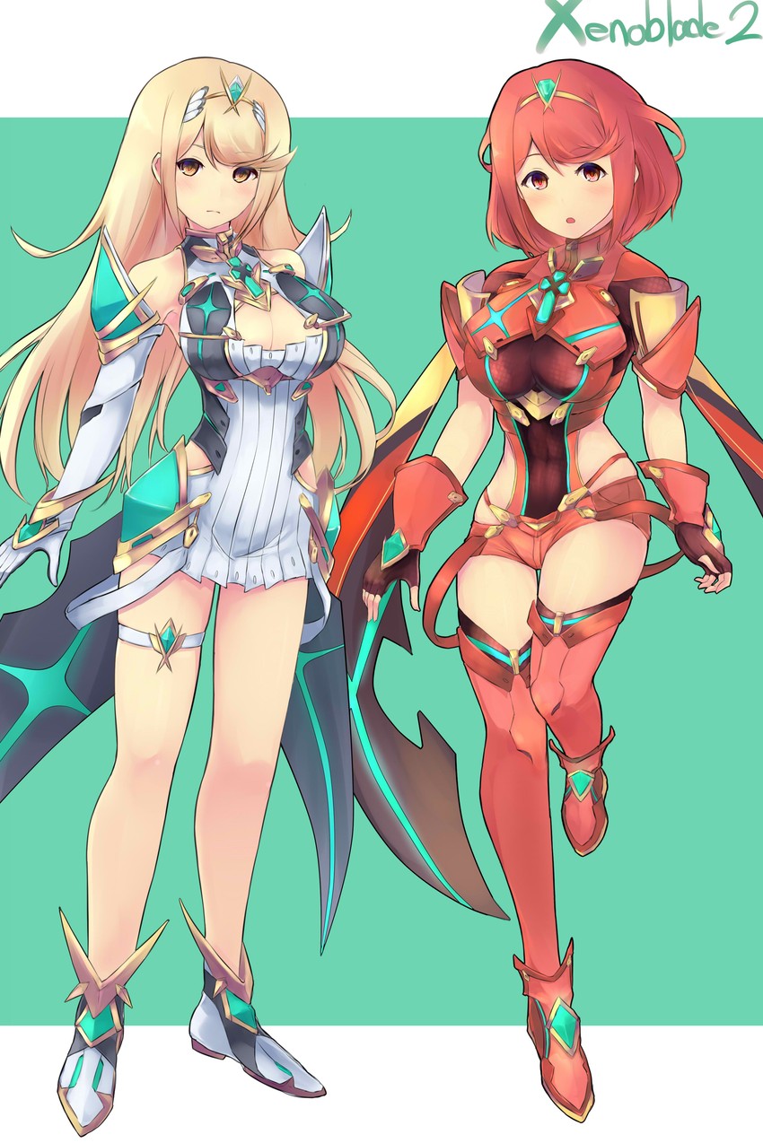 pyra and mythra (xenoblade chronicles and 1 more) drawn by yatai_(ya2taic)