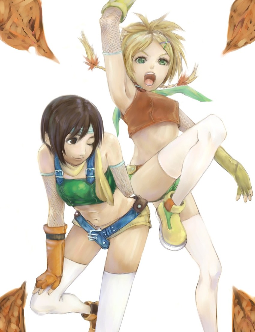 yuffie kisaragi and rikku (final fantasy and 3 more) drawn by olg