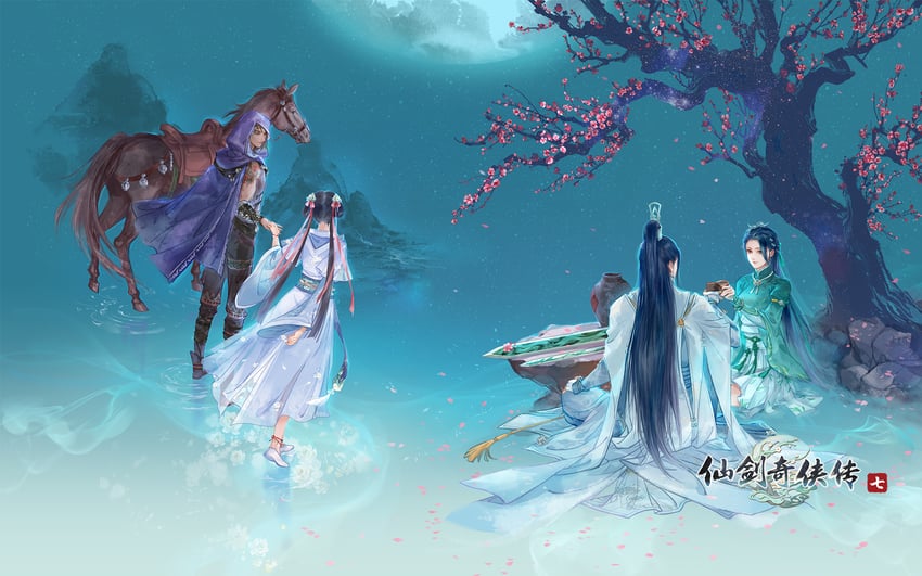 yue qingshu, bai moqing, xiu wu, and sang you (xianjian qixia zhuan and 1 more) drawn by wu_huaizai