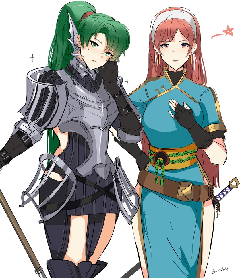 lyn and cherche (fire emblem and 3 more) drawn by ormille