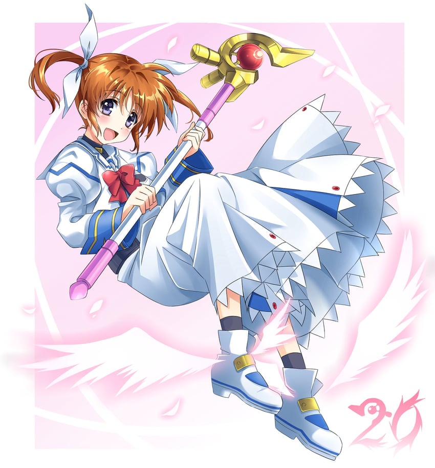 takamachi nanoha and raising heart (lyrical nanoha and 1 more) drawn by yorousa_(yoroiusagi)