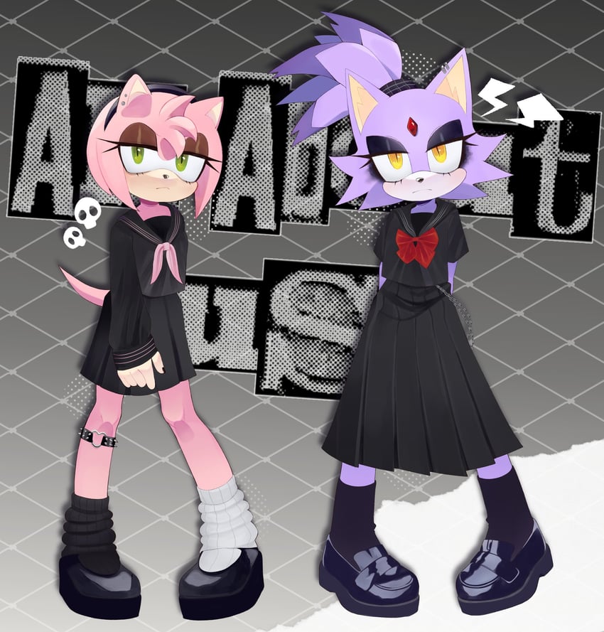 amy rose and blaze the cat (sonic) drawn by kiironoinku