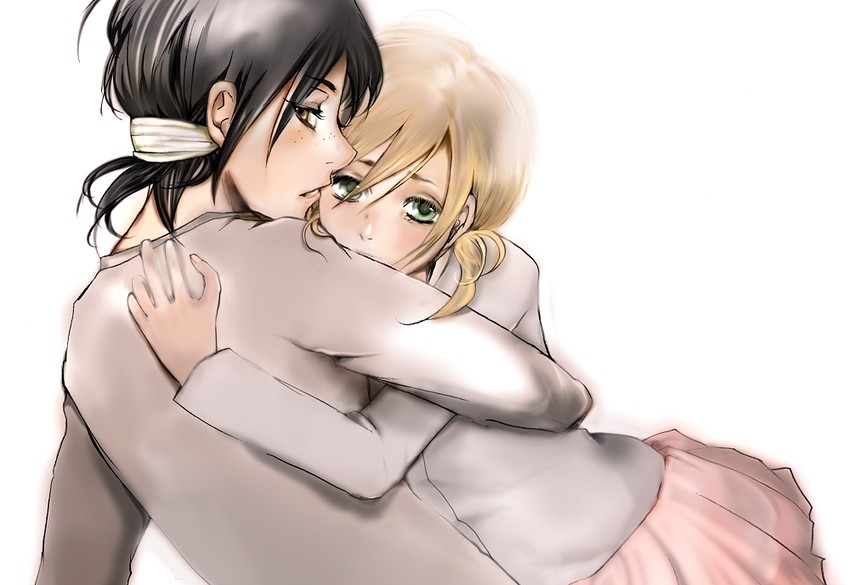 krista lenz and ymir (shingeki no kyojin) drawn by aiki