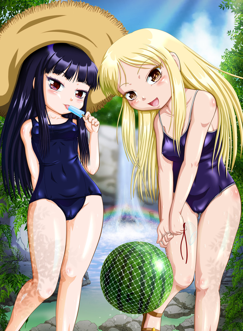 oono akira and hidaka koharu (high score girl) drawn by ebi_daruma