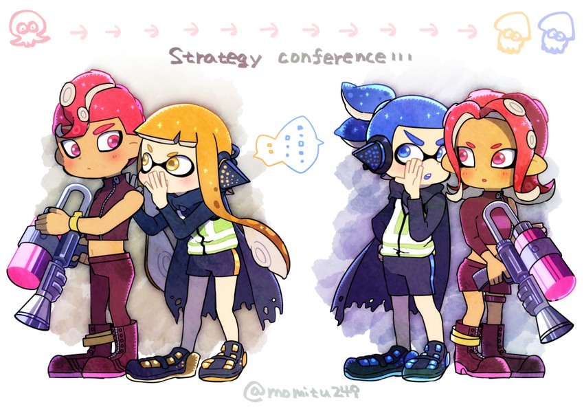 inkling player character, inkling girl, octoling player character, inkling boy, agent 8, and 2 more (splatoon and 2 more) drawn by kirikuchi_riku