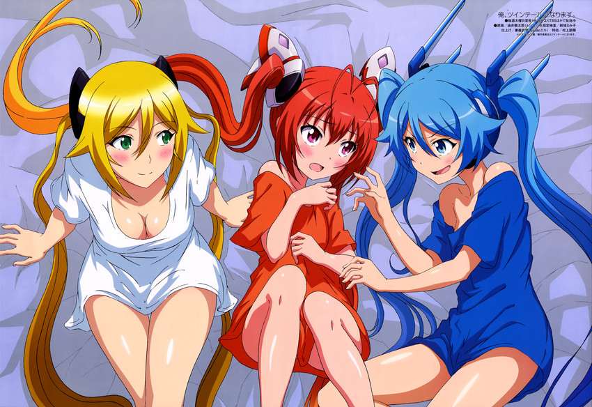 tailred, tailblue, and tailyellow (ore twintail ni narimasu) drawn by yui_tetsutarou
