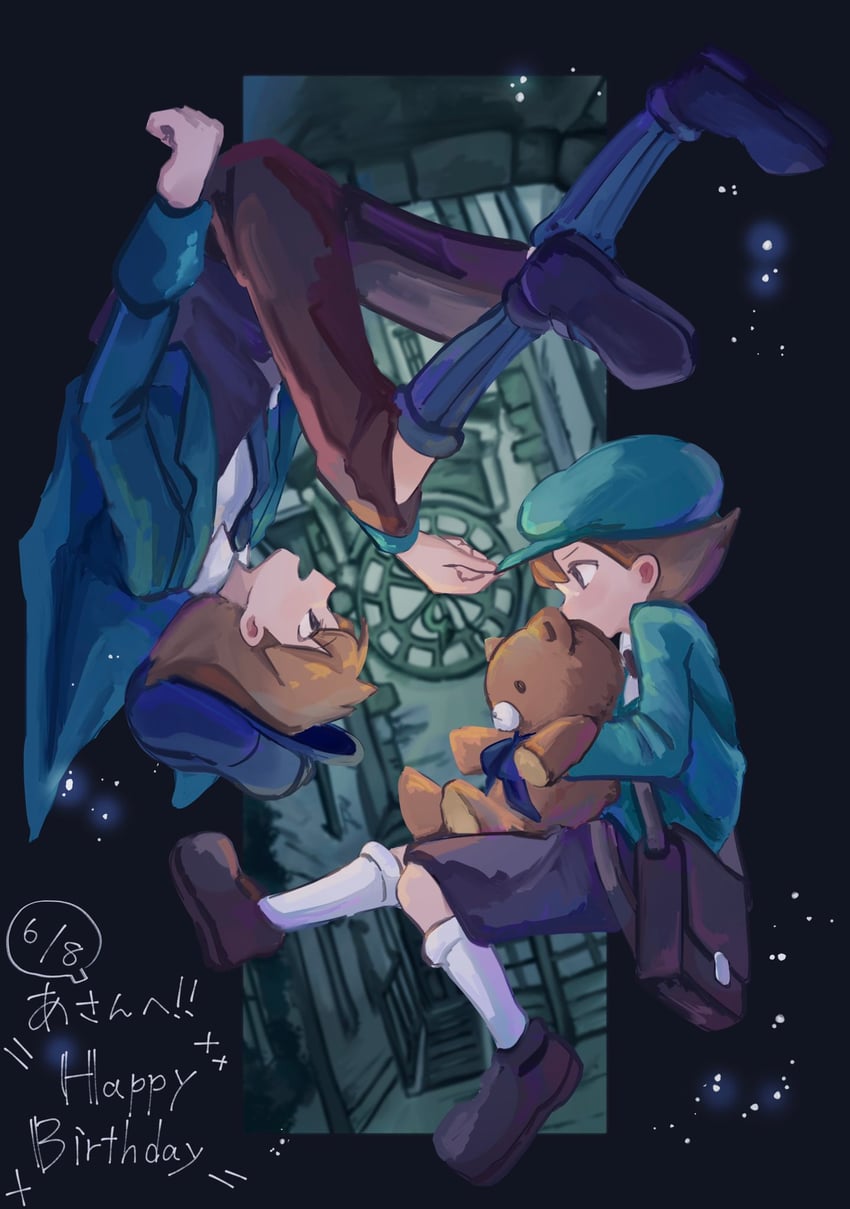 luke triton and future luke (professor layton and 1 more) drawn by watabokori