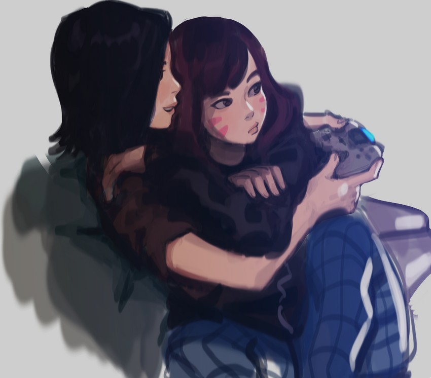 d.va and d.mon (overwatch and 1 more) drawn by anisa_sherzai