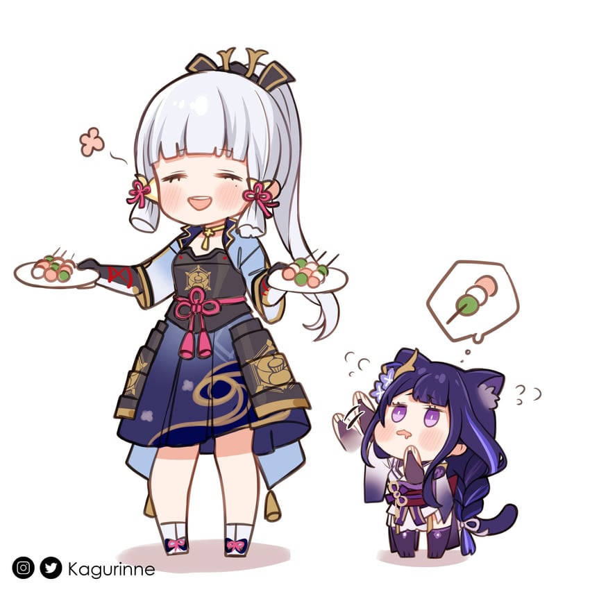 raiden shogun and kamisato ayaka (genshin impact) drawn by kagurinne