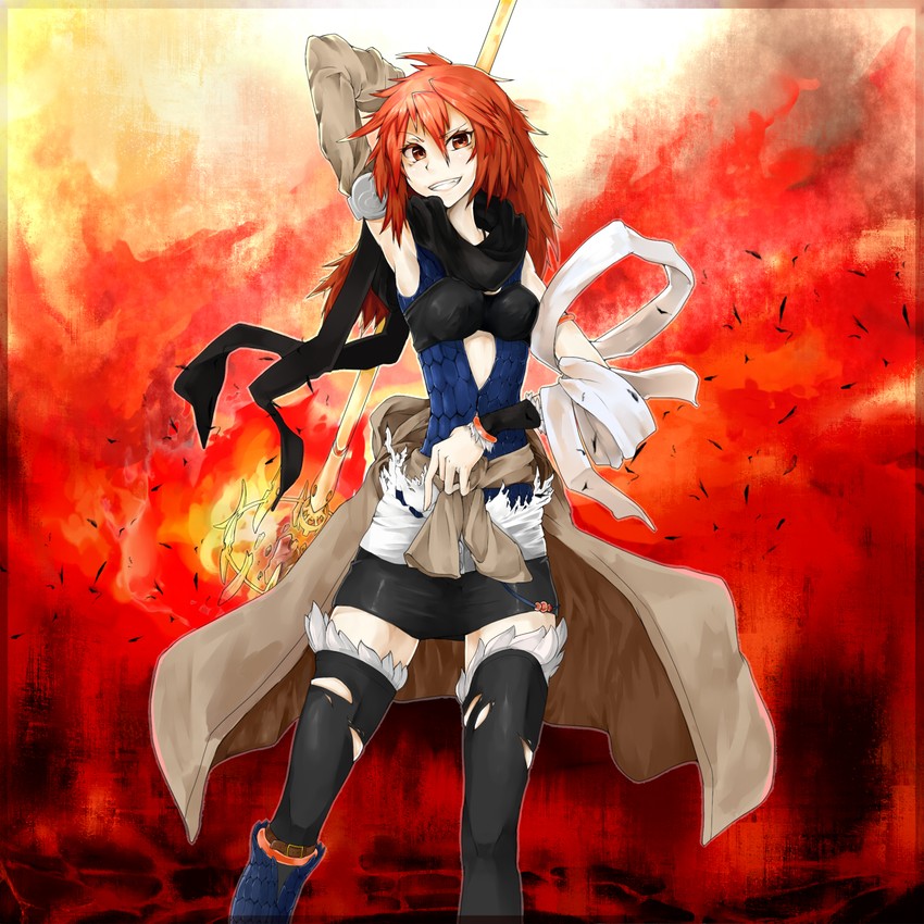 hiita, hiita the fire charmer, and laval forest sprite (yu-gi-oh! and 1 more) drawn by croriin