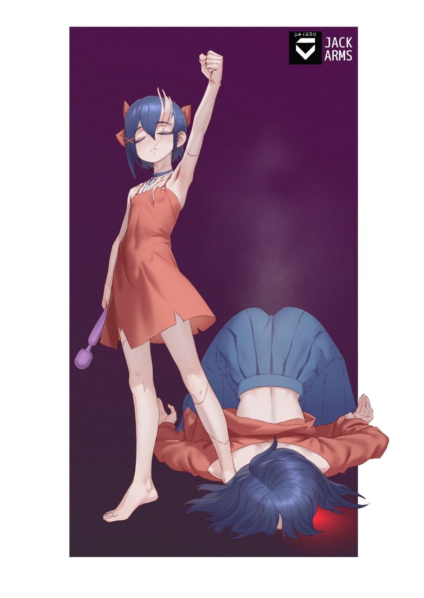 mita, crazy mita, and tiny mita (miside) drawn by jack_arms