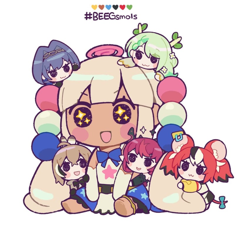 ouro kronii, nanashi mumei, hakos baelz, ceres fauna, irys, and 7 more (hololive and 1 more) drawn by mitsumine_(ookami_no_oyashiro)
