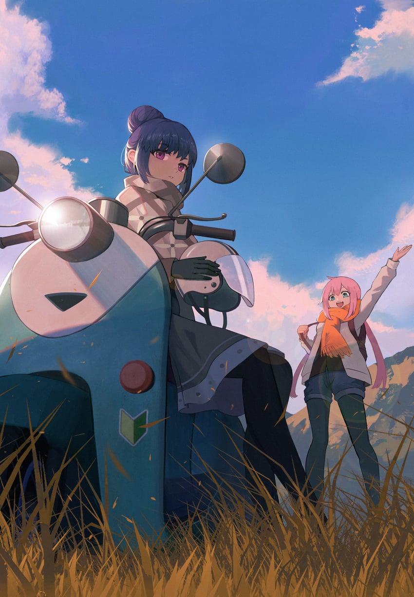 shima rin and kagamihara nadeshiko (yurucamp) drawn by jorinz