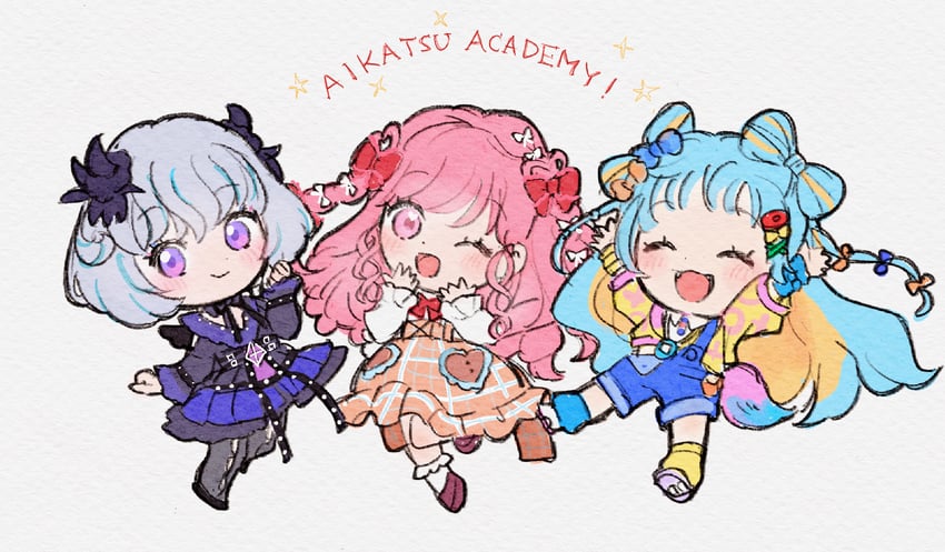 himeno mieru, mamimu meh, and wao parin (aikatsu! and 1 more) drawn by koedo