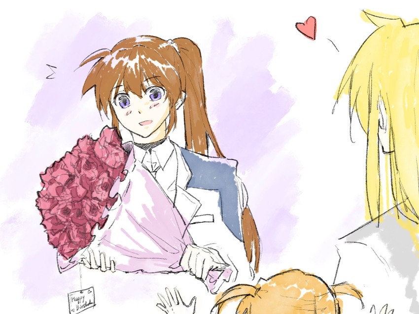 fate testarossa, takamachi nanoha, and vivio (lyrical nanoha and 2 more) drawn by lastfin