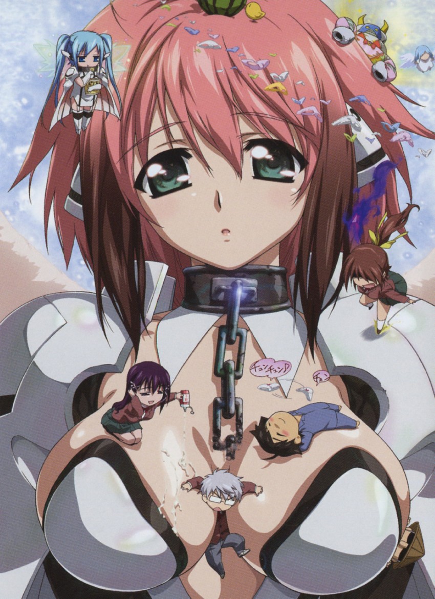 ikaros, nymph, mitsuki sohara, sakurai tomoki, satsukitane mikako, and 1 more (sora no otoshimono)
