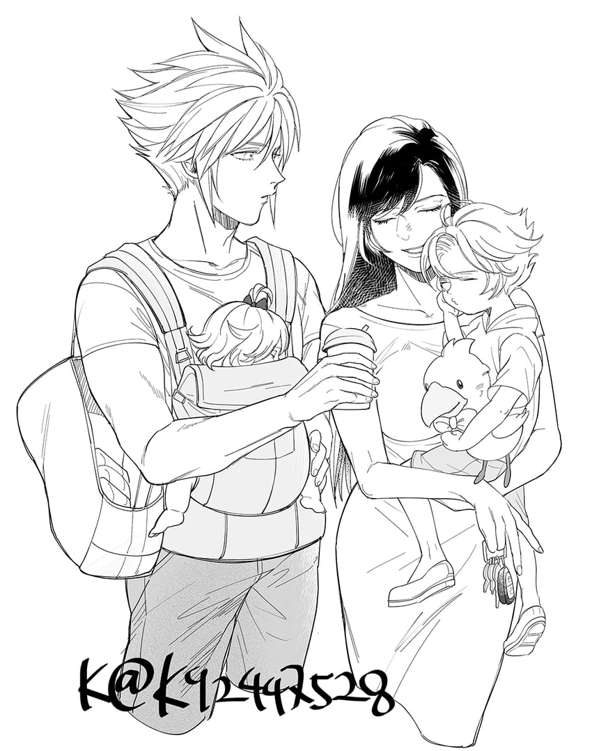 tifa lockhart and cloud strife (final fantasy and 1 more) drawn by mugikoma