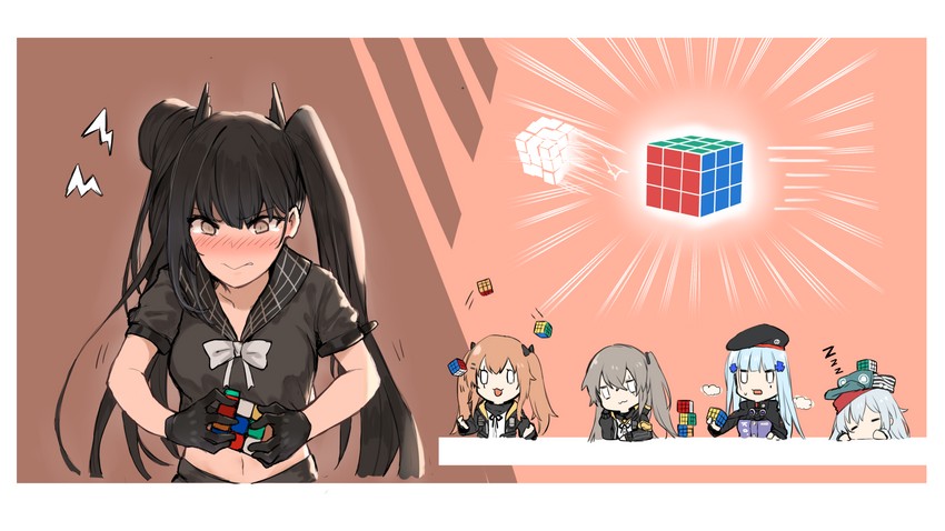 hk416, ump45, ump9, g11, and ouroboros (girls' frontline) drawn by ganesagi