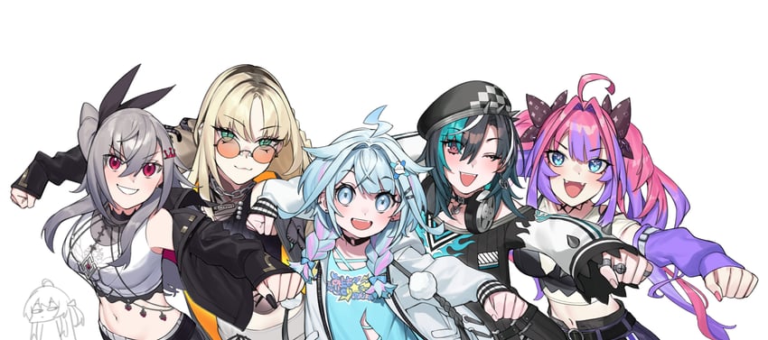otonose kanade, rindo chihaya, koganei niko, kikirara vivi, mizumiya su, and 1 more (hololive and 1 more) drawn by dasdokter
