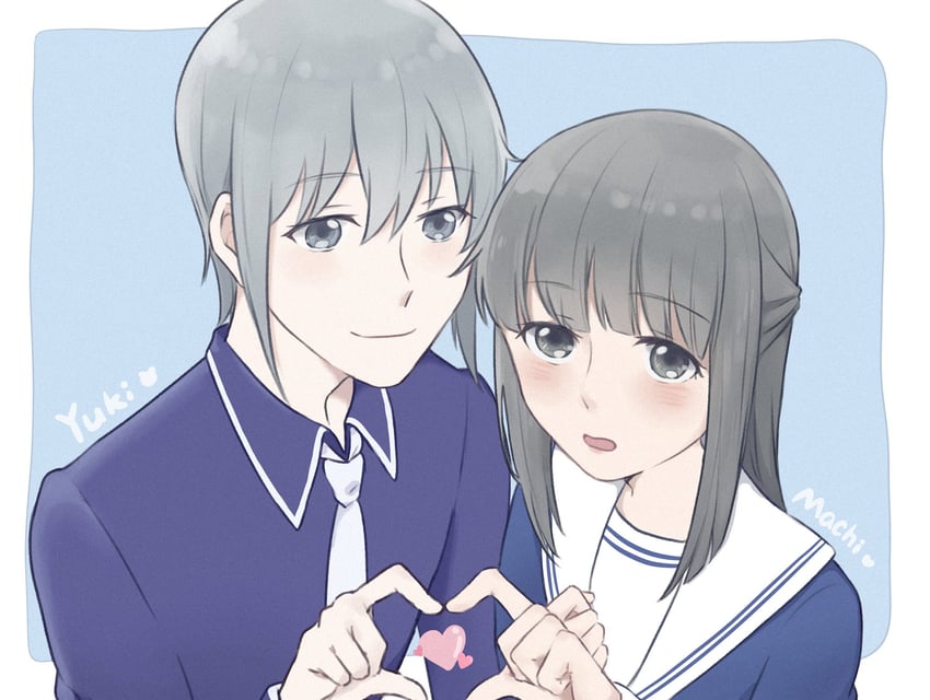 sohma yuki and kuragi machi (fruits basket) drawn by konsan_(shinonome_root3)