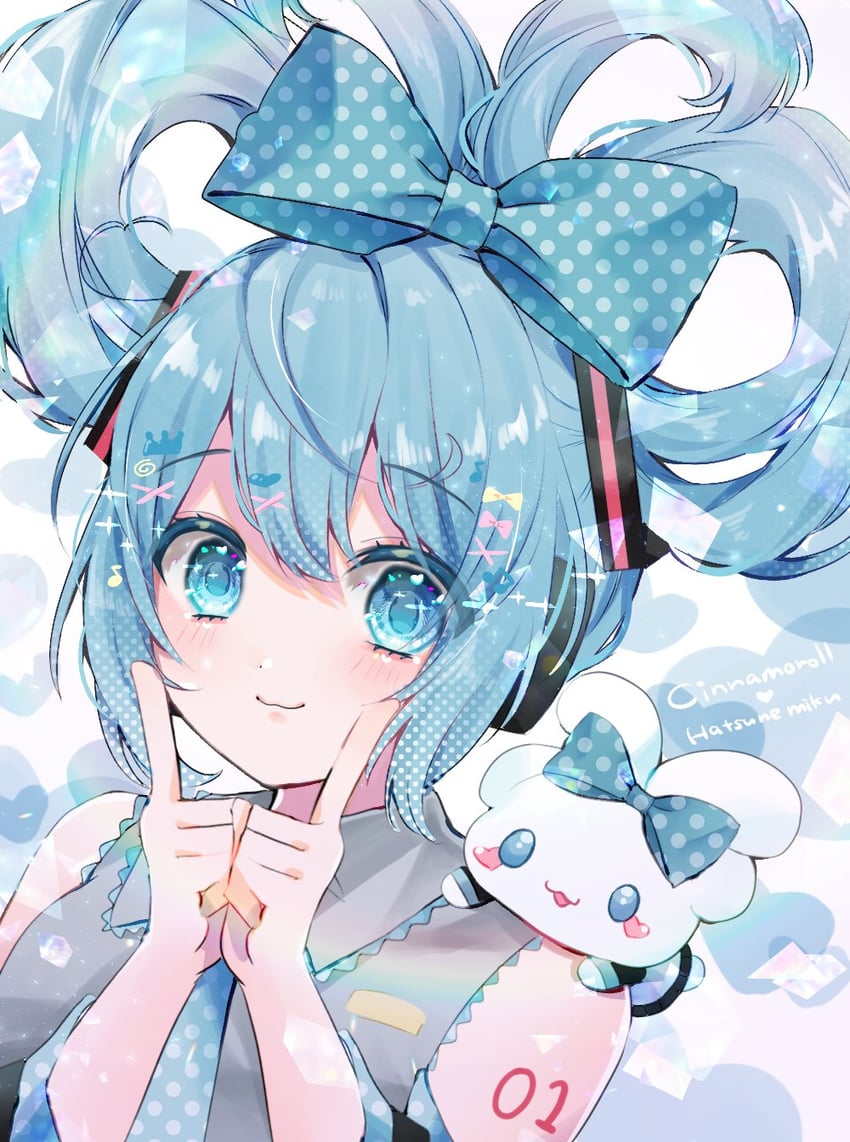 hatsune miku, cinnamoroll, and cinnamiku (vocaloid and 2 more) drawn by chibana_sora