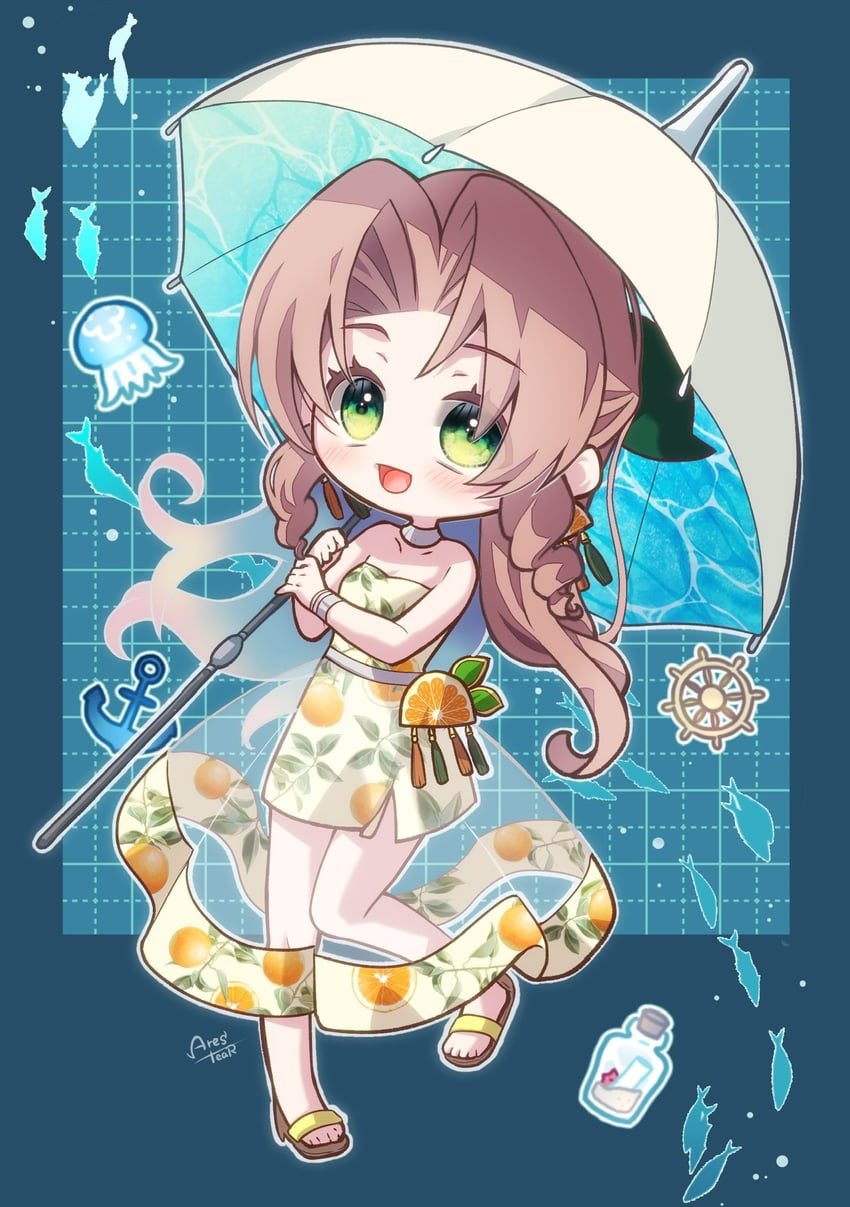 aerith gainsborough (final fantasy and 2 more) drawn by arestear0701
