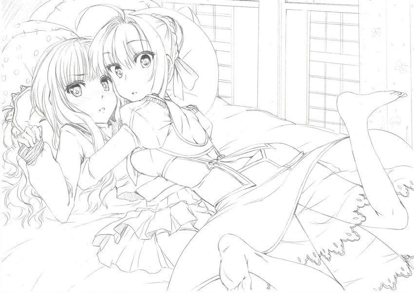 nero claudius and kishinami hakuno (fate and 2 more) drawn by koyama_mai