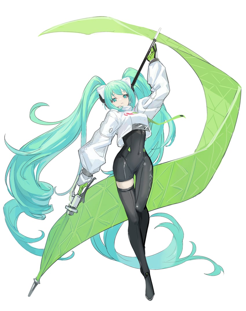 hatsune miku and racing miku (vocaloid and 1 more) drawn by asukayou