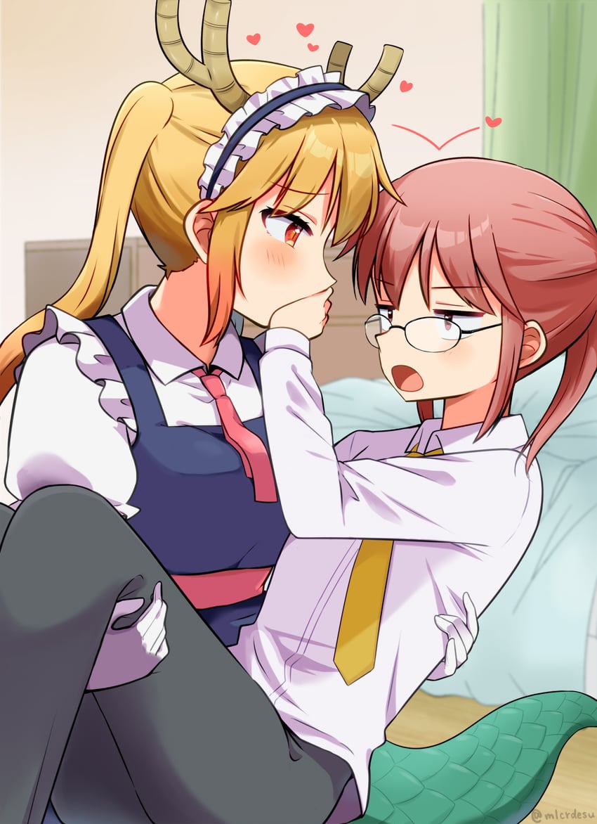 tohru and kobayashi (kobayashi-san chi no maidragon) drawn by merukyara