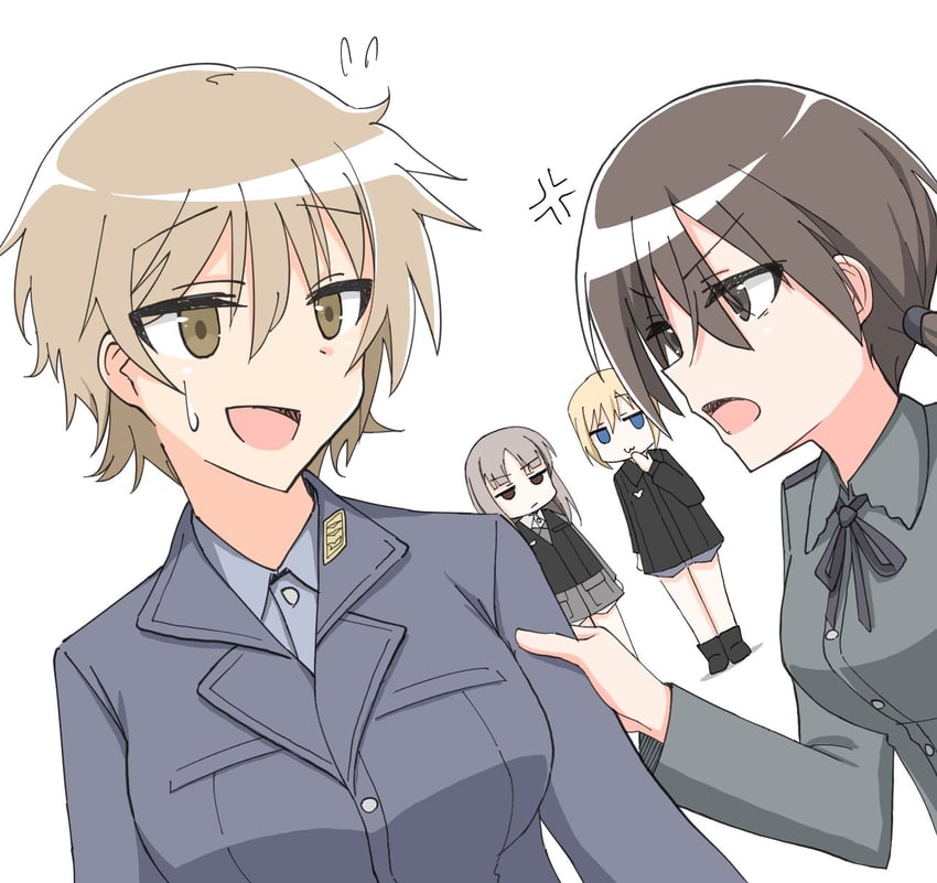 erica hartmann, gertrud barkhorn, waltrud krupinski, and edytha rossmann (world witches series and 2 more) drawn by emu_1316