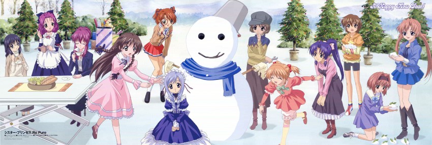 chikage, sakuya, karen, aria, kaho, and 7 more (sister princess) drawn by kanasaki_takaomi