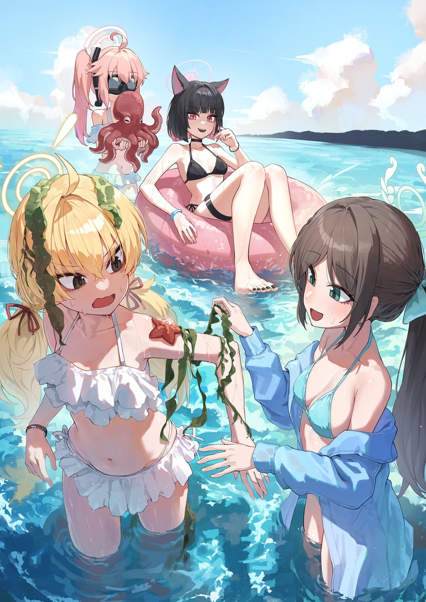 kazusa, natsu, yoshimi, and airi (blue archive) drawn by kokukyukeo